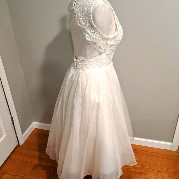 JIM HJELM Wedding Dress Tea Length Designer Retro - Picture 6 of 16
